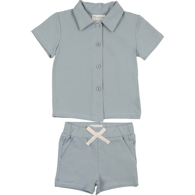 Tiered Flower Boys 2Pc Set, Blue