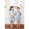 Tiered Flower Boys 2Pc Set, Blue - Mixed Apparel Set - 2