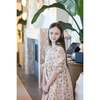 Pleated Garden 3/4 Sleeve Dress, Floral Sand - Dresses - 2