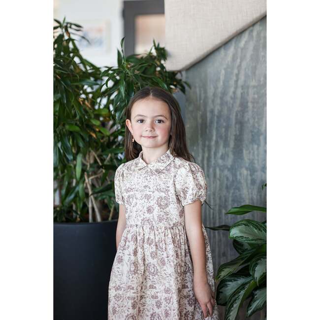 Pleated Garden Short Sleeve Dress, Floral Sand - Dresses - 2