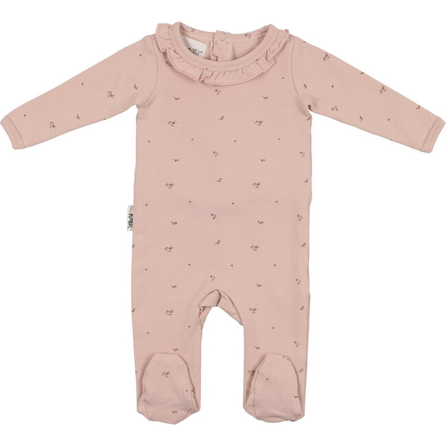 Floral Ruffle Footie and Beanie Set, Mauve