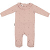 Floral Ruffle Footie and Beanie Set, Mauve - Footie Pajamas - 1 - thumbnail