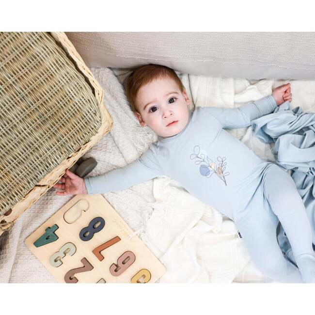 Line Art Footie and Beanie Set, Teal