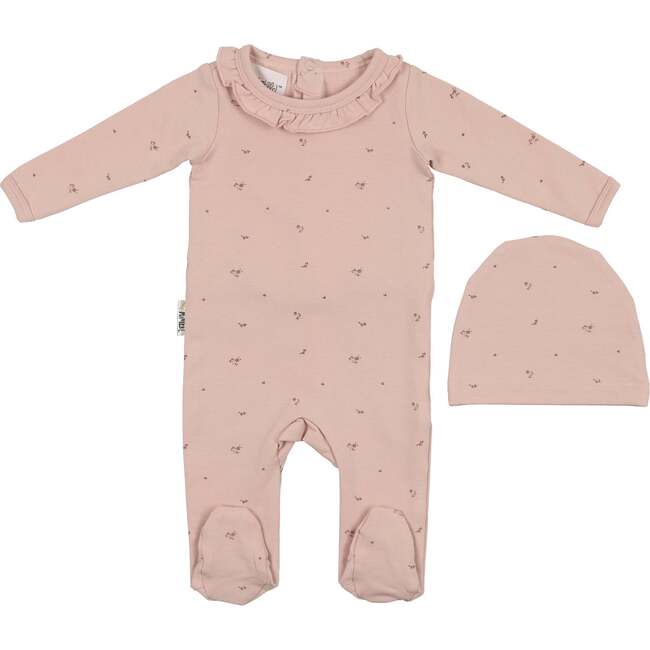 Floral Ruffle Footie, Mauve
