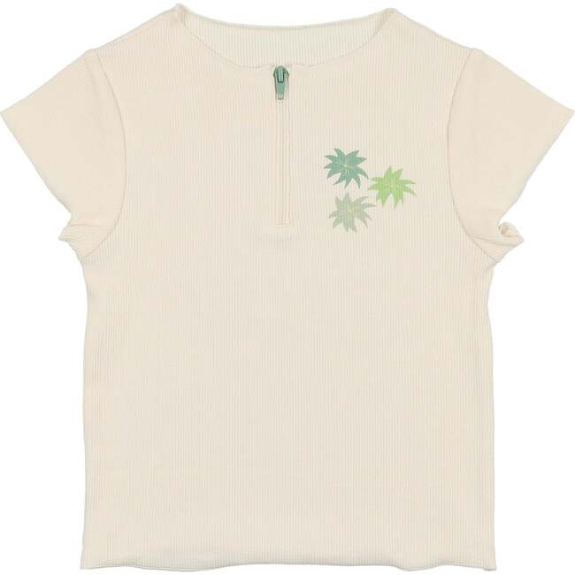 Floral Ribbed Boys Top, Beige Boy