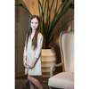 Seersucker 3/4 Sleeve Dress, Tan - Dresses - 1 - thumbnail
