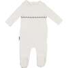 Embroidered Yoke Footie and Beanie Set, Ivory Boys - Footie Pajamas - 1 - thumbnail