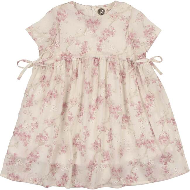 Ribbon Tie Short Sleeve Dress, Pink Rose