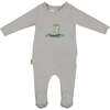Rain Boot Print Footie and Beanie Set, Blue - Footie Pajamas - 1 - thumbnail