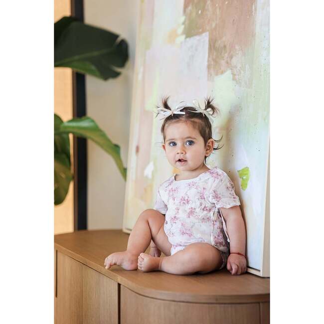 Ribbon Tie Romper, Pink Rose - Rompers - 2