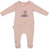 Rain Boot Print Footie and Beanie Set, Mauve - Footie Pajamas - 1 - thumbnail