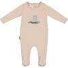 Rain Boot Print Footie and Beanie Set, Biscuit - Footie Pajamas - 1 - thumbnail