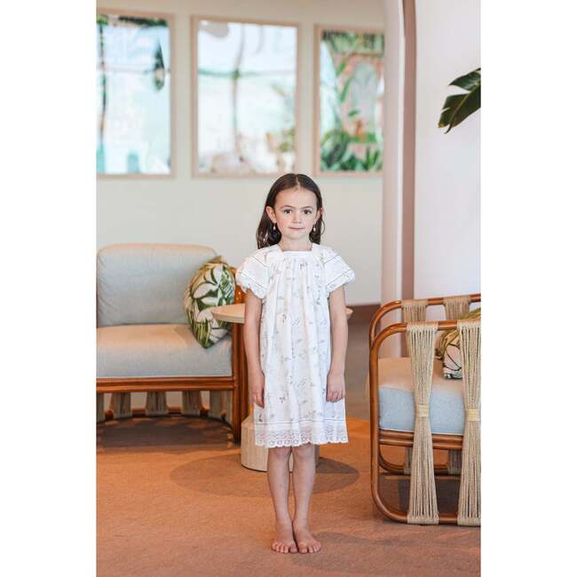 Pretty Poppies Short Sleeve Dress, Ivory - Dresses - 2