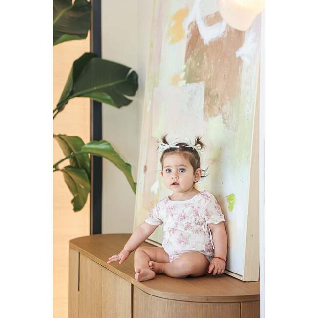 Ribbon Tie Romper, Pink Rose - Rompers - 3