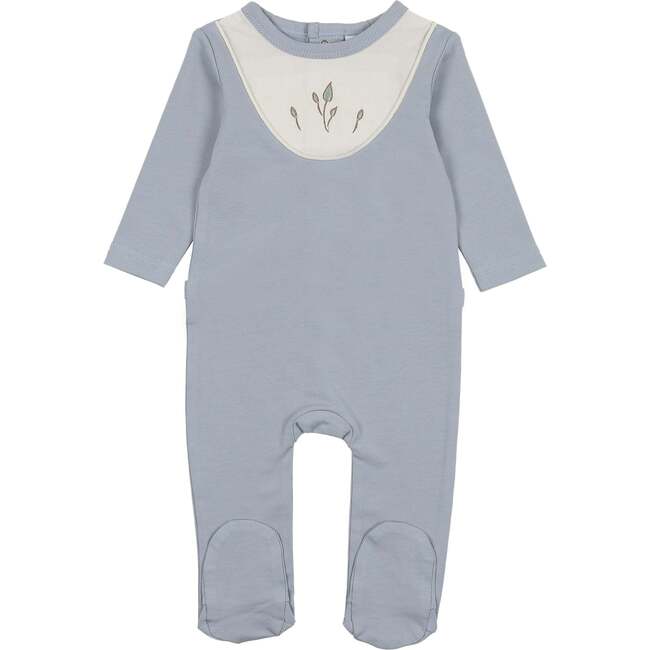 Embroidered Bib Footie and Beanie Set, Blue