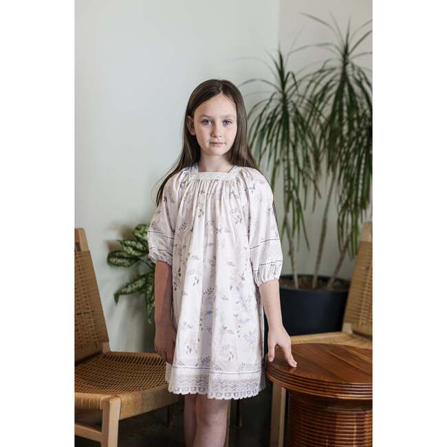 Pretty Poppies 3/4 Sleeve Dress, Ivory