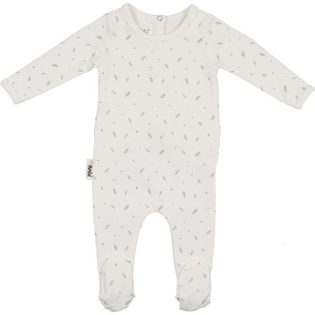Elegant Leaves Footie and Beanie Set, Ivory
