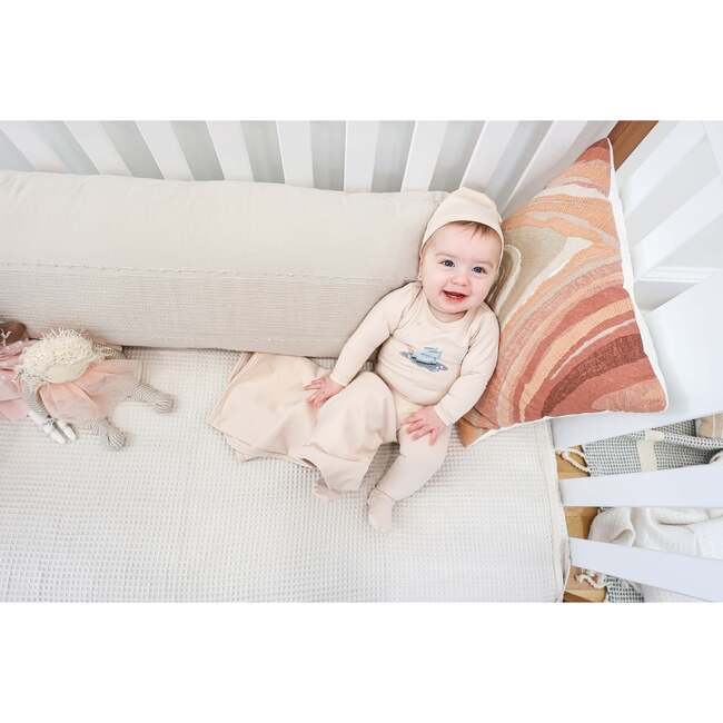 Rain Boot Print Footie and Beanie Set, Biscuit