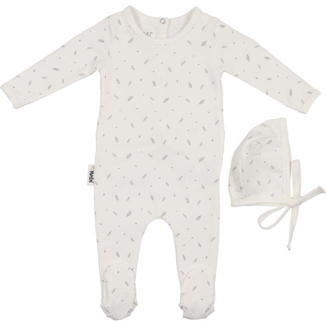 Elegant Leaves Footie, Ivory