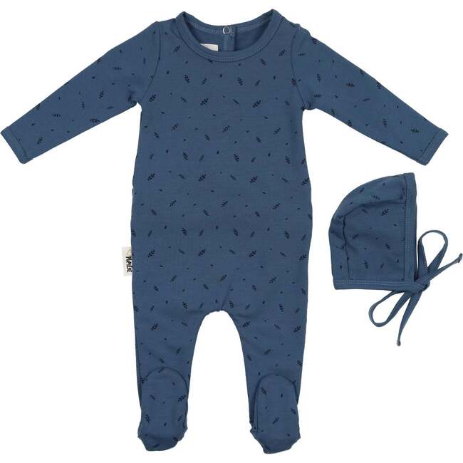 Elegant Leaves Footie, Royal Blue