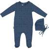 Elegant Leaves Footie, Royal Blue - Footie Pajamas - 1 - thumbnail