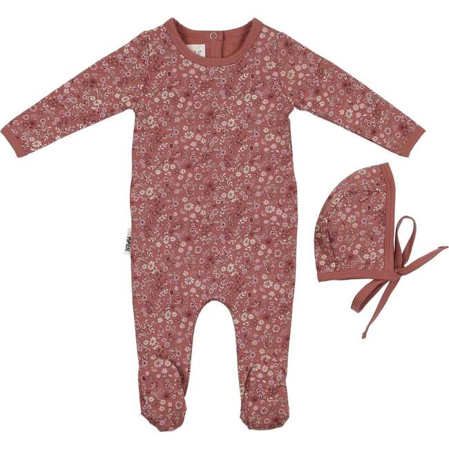 Elegant Floral Footie, Rust