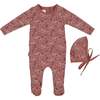 Elegant Floral Footie, Rust - Footie Pajamas - 1 - thumbnail