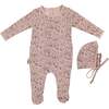 Elegant Floral Footie, Mauve - Footie Pajamas - 1 - thumbnail