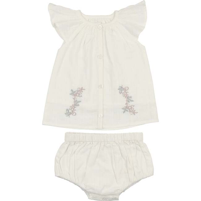 Delicate Floral Girls 2Pc Set, Ivory