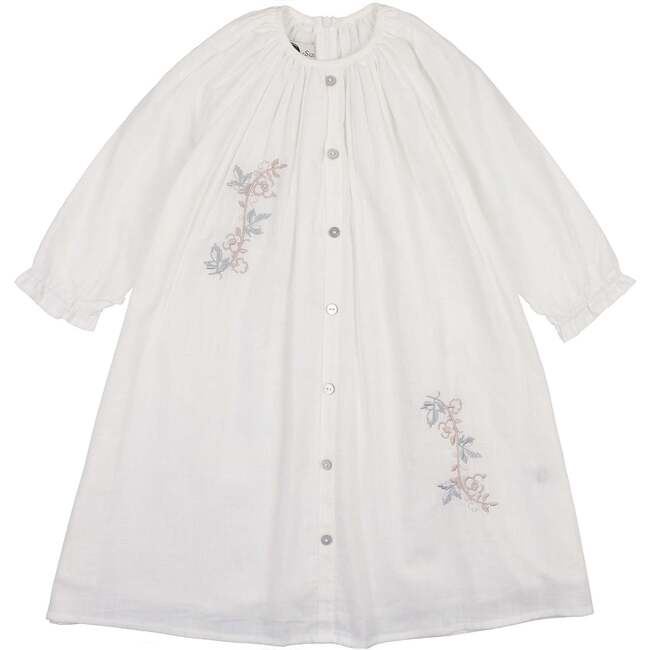 Delicate Floral 3/4 Sleeve Dress, Ivory
