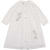 Delicate Floral 3/4 Sleeve Dress, Ivory - Dresses - 1 - thumbnail