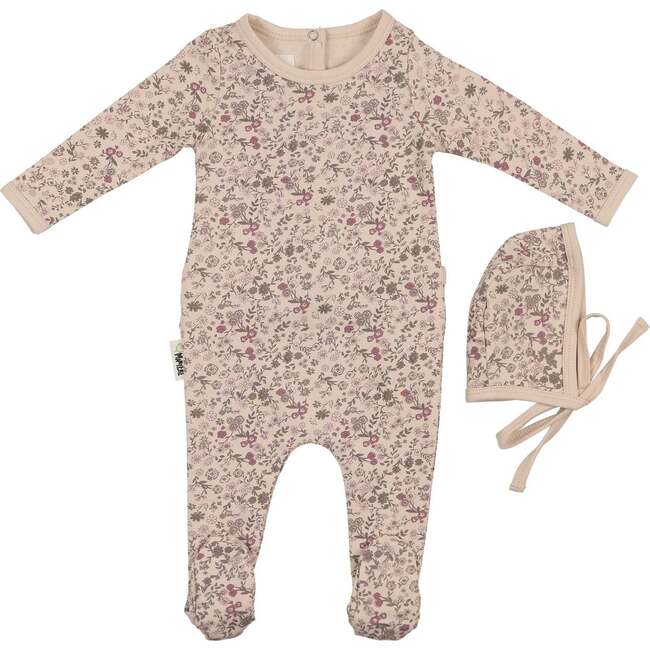 Elegant Floral Footie, Girls Biscuit