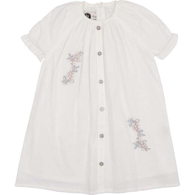 Delicate Floral Short Sleeve Dress, Ivory