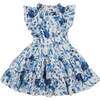 Blue Garden Short Sleeve Dress, White Blue - Dresses - 1 - thumbnail