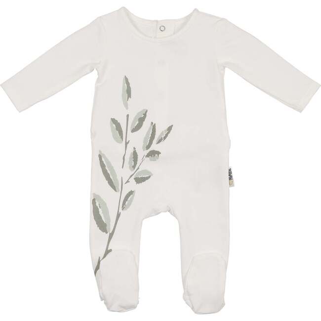 Blooming Leaves Footie and Beanie Set, Ivory