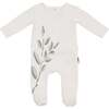 Blooming Leaves Footie and Beanie Set, Ivory - Footie Pajamas - 1 - thumbnail