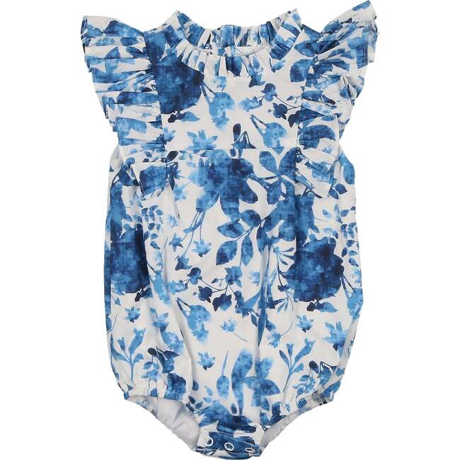 Blue Garden Romper, White Blue