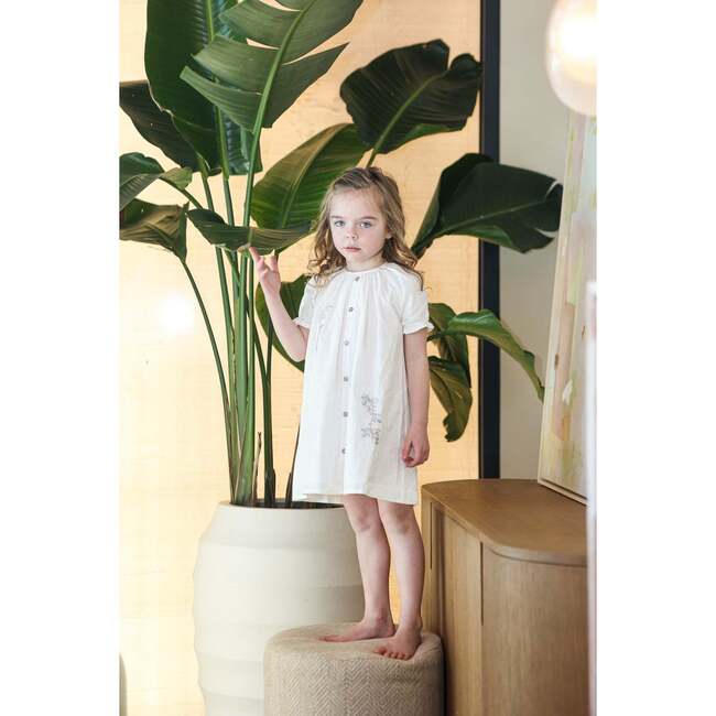 Delicate Floral Short Sleeve Dress, Ivory - Dresses - 2