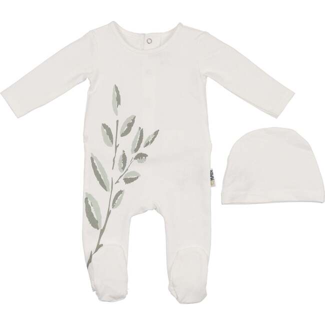 Blooming Leaves Footie, Ivory