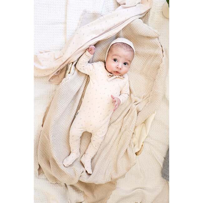 Elegant Leaves Footie and Beanie Set, Boys Biscuit