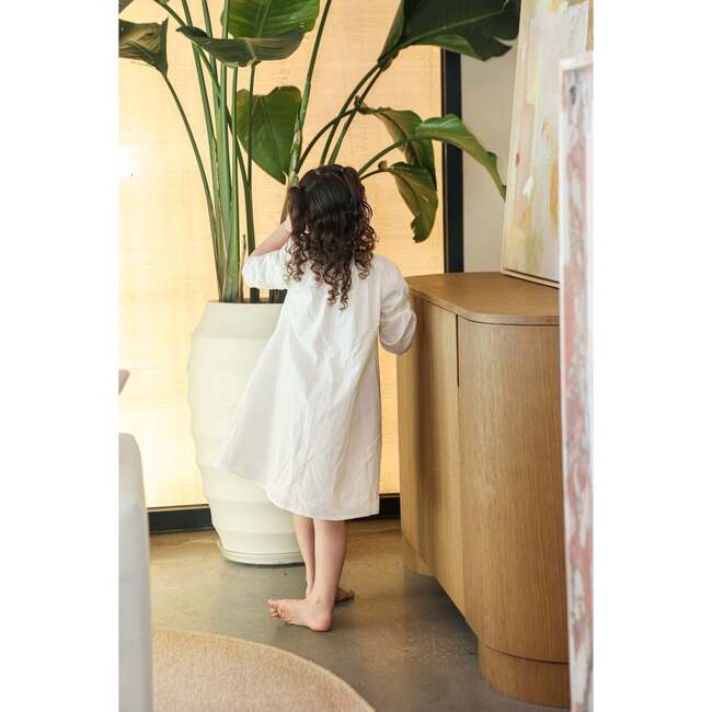 Delicate Floral 3/4 Sleeve Dress, Ivory - Dresses - 3