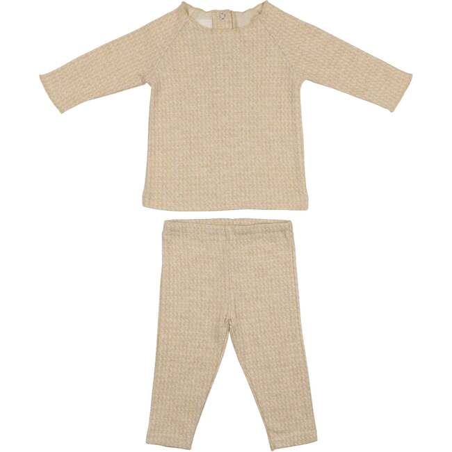 Wave Stripe 2-Piece Top & Pant Set, Sand