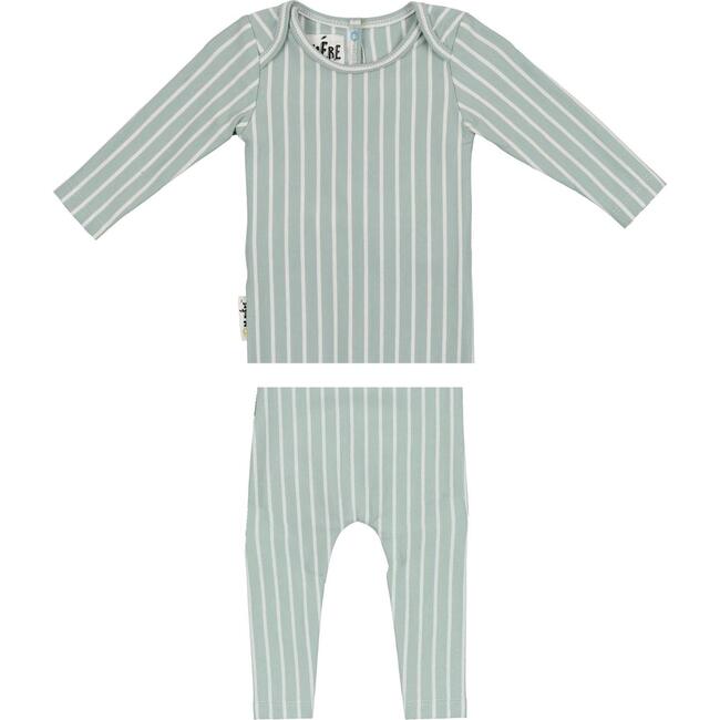 Vertical Pinstripe Loungewear Set, Sage