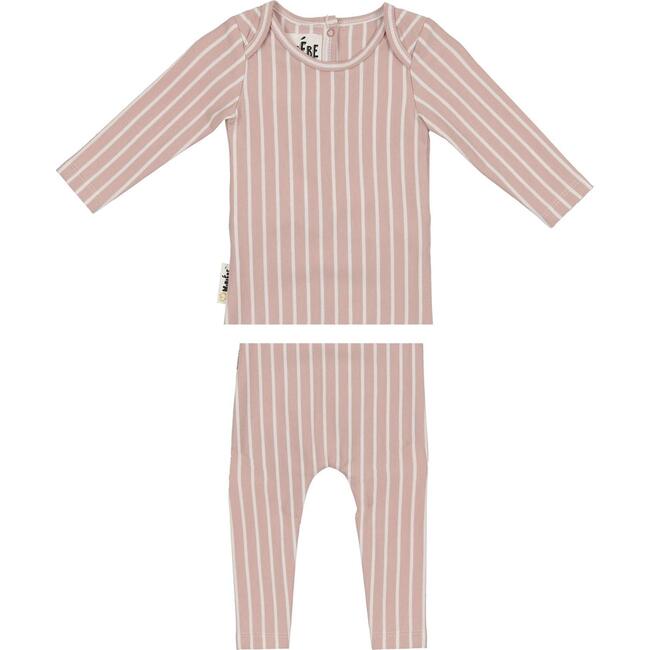 Vertical Pinstripe Loungewear Set, Mauve