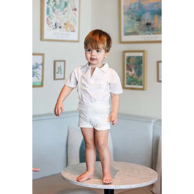 Delicate Floral Overalls, Ivory - Overalls - 2