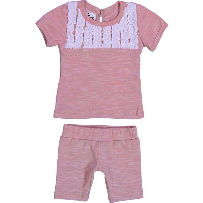 Tux Ruffle 2-Piece Top & Short Set, Mauve