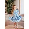 Blue Garden Short Sleeve Dress, White Blue - Dresses - 2