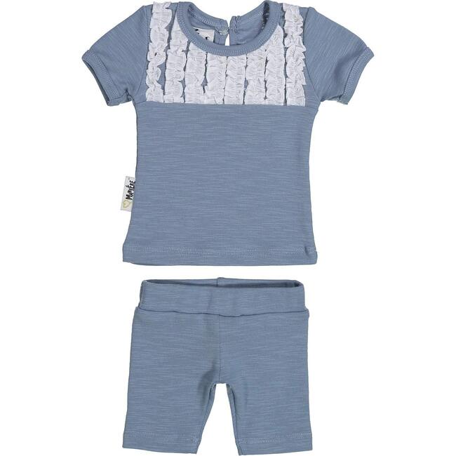 Tux Ruffle 2-Piece Top & Short Set, Blue - Mixed Apparel Set - 1