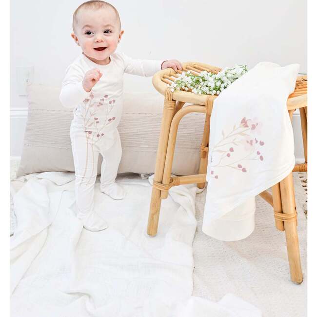 Blooming Bouquet Footie, Ivory - Footie Pajamas - 2