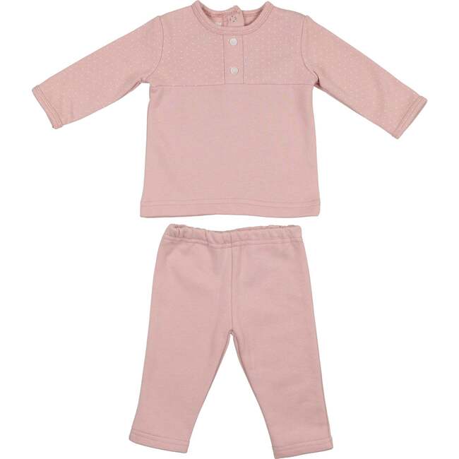 Texture Dot 2-Piece Top & Pant Set, Salmon